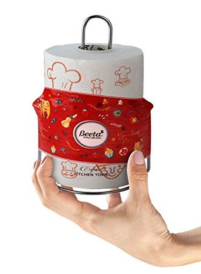 Beeta Kitchen Towel Paper Roll Stand- Kitchen Dispensor with Free Printed Roll 95 Pulls x 4 Ply ptd with Stand (Any Design)- 100% Natural Celluose Fiber - Image 2